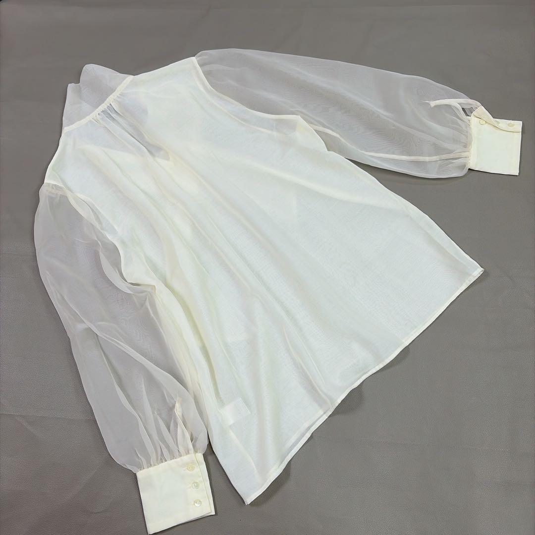 ユナイテッドアローズ ボウタイ シアー ブラウス 生成り　セレモニー　38