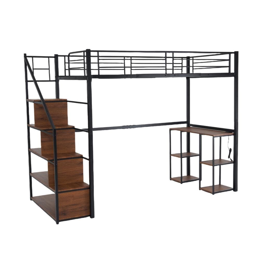 システムベット ロフトベッド シングル コンセント付き 収納付き デスク付き