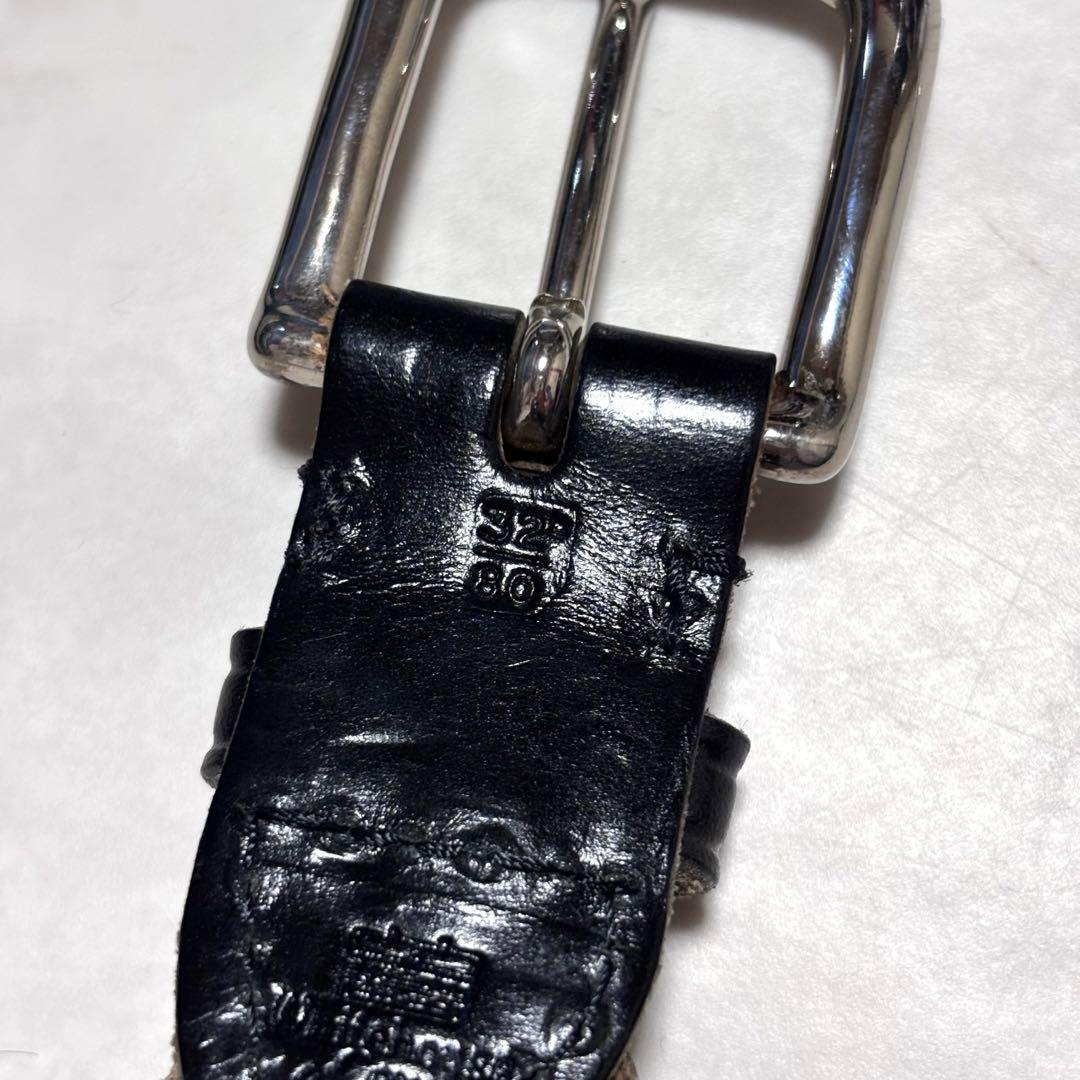 【美品】ホワイトハウスコックス レザーメッシュベルト 黒 32/80 2.8mm