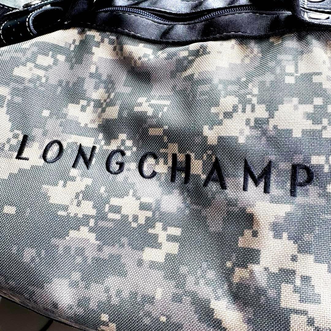 激レア　ロンシャン LONGCHAMP 迷彩柄 ボストンバッグ カーキ グレー