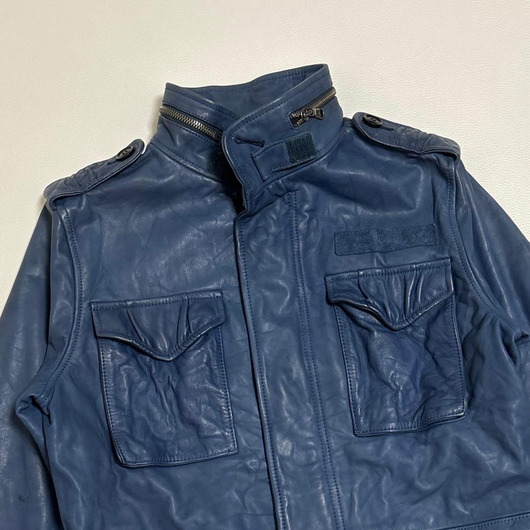 AZ by junhashimoto M-65レザージャケット ブルー