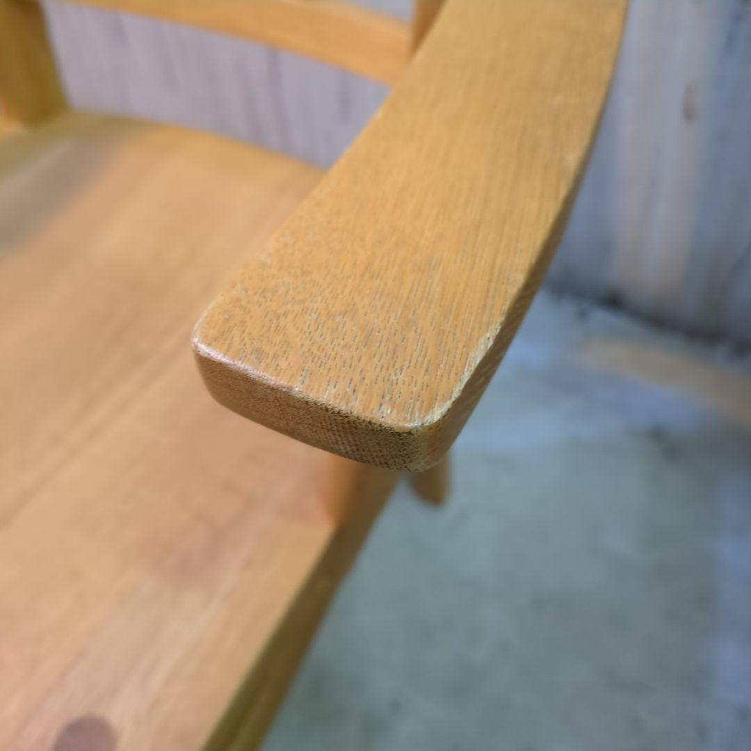 柏木工◆ナラ材　木製アームチェア ナチュラルウッド　オークブラウン　オーク材