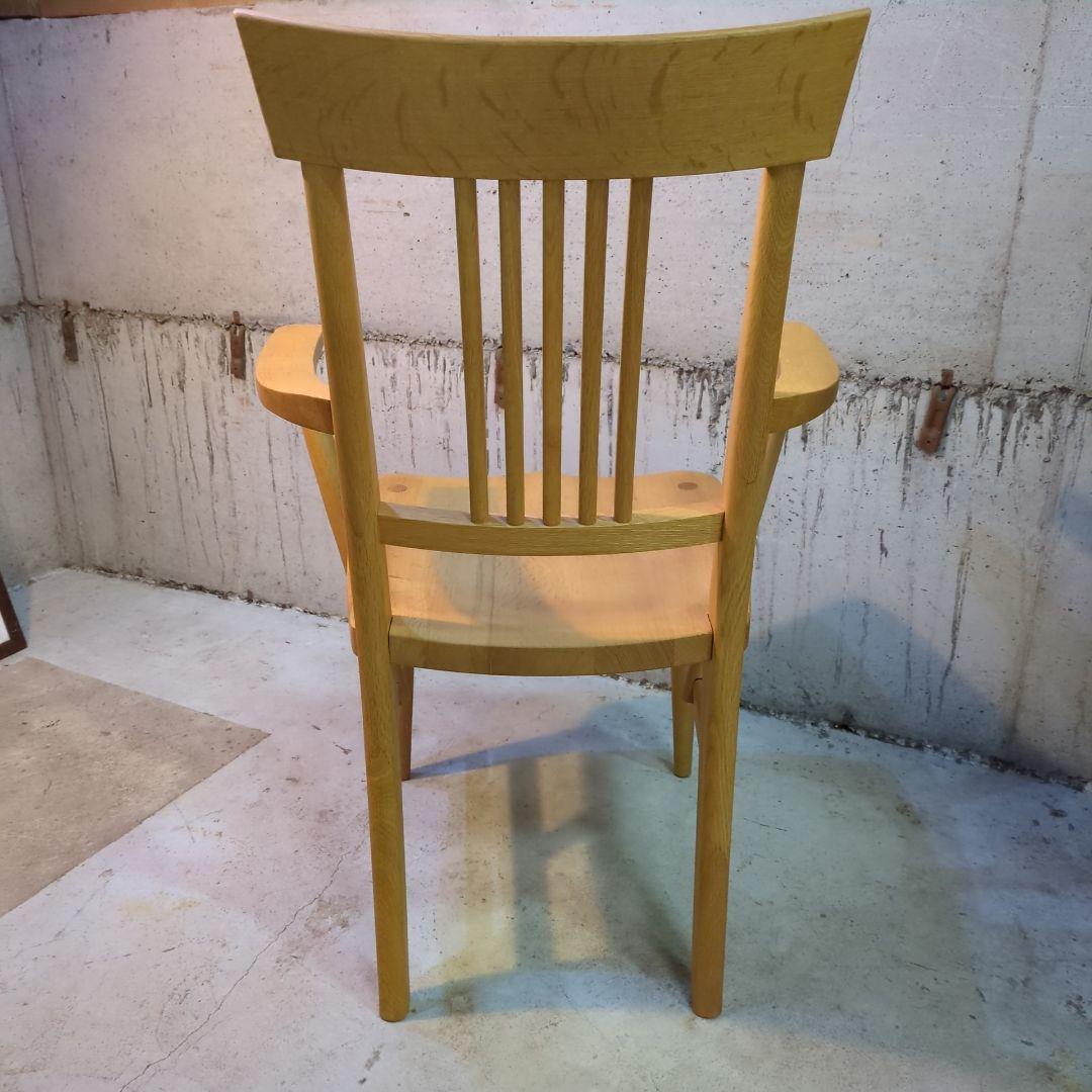 柏木工◆ナラ材　木製アームチェア ナチュラルウッド　オークブラウン　オーク材