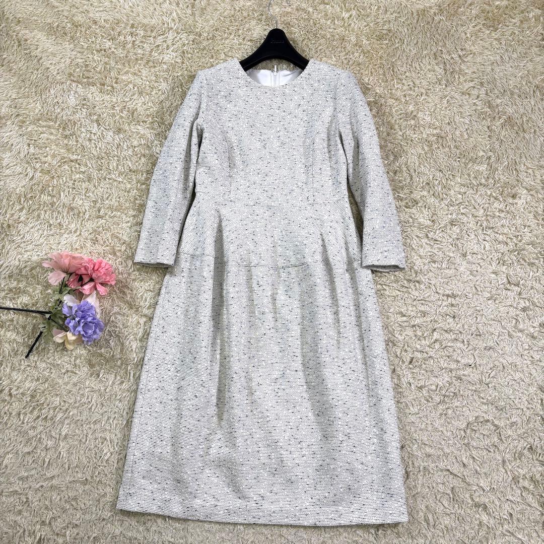 アナイ2024s ツイードジャージーコクーン 膝丈ワンピース　36