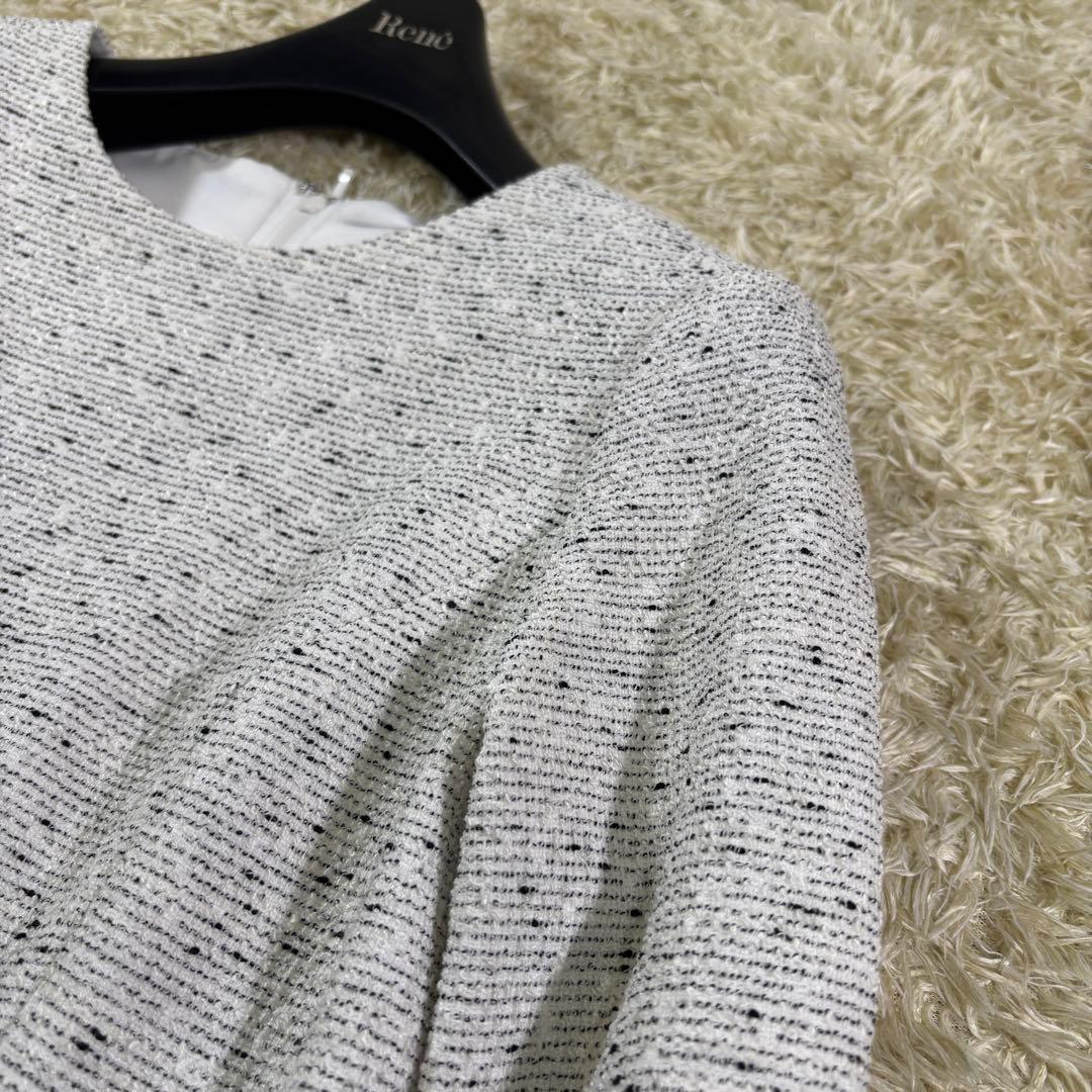 アナイ2024s ツイードジャージーコクーン 膝丈ワンピース　36