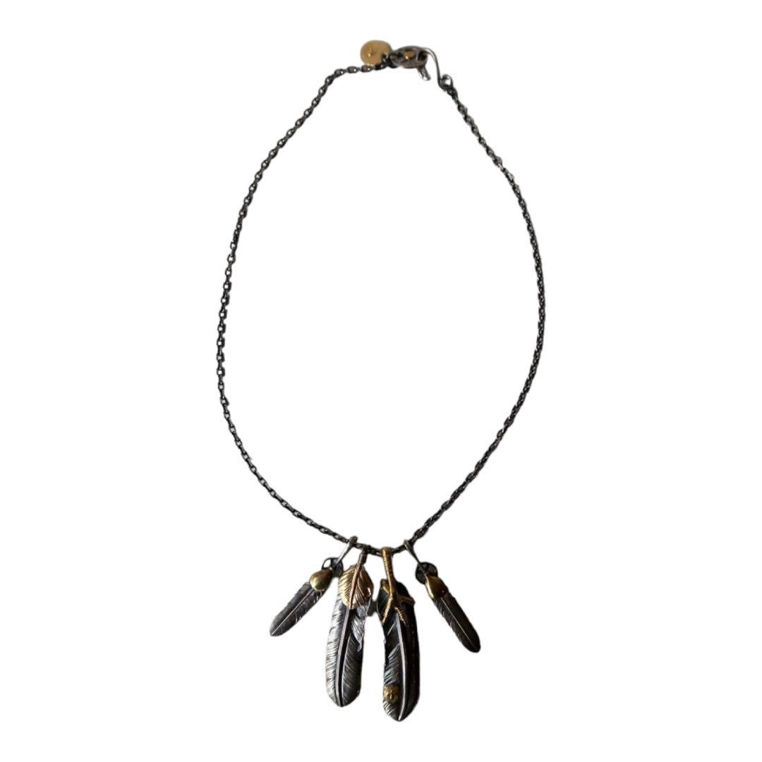 インディアンジュエリー フェザー4枚&イーグルフックネックレス