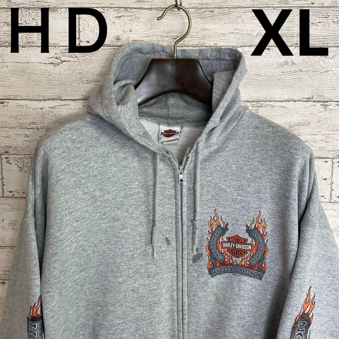 フォロー割済みハーレーダビッドソン　ジップパーカー　4面プリント　裏起毛　XL