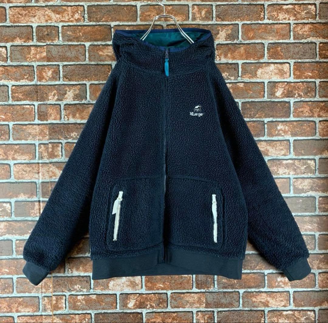 【即完売】エクストララージ　リバーシブル　ワンポイント　ボアフリース　ブルゾン