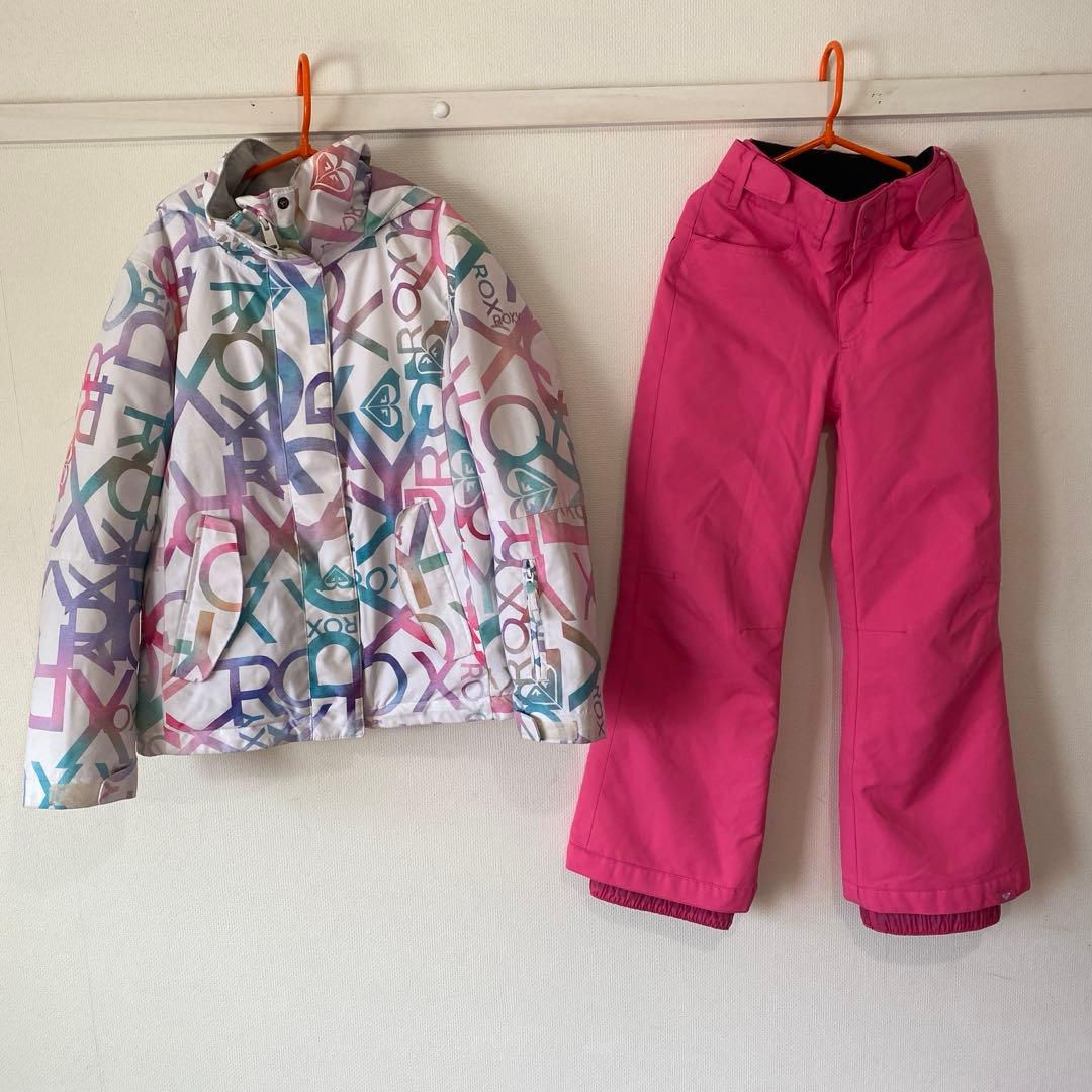 ROXY 子供用 キッズ140スノーボードウェアピンクスキー10M セットアップ