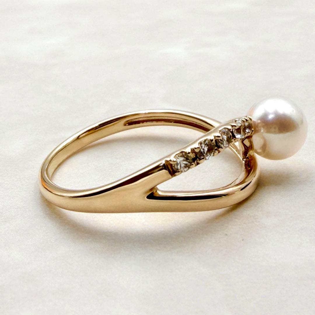 未使用品　ジュエリーツツミ　K10 リング　イエローゴールド　パール　あこや