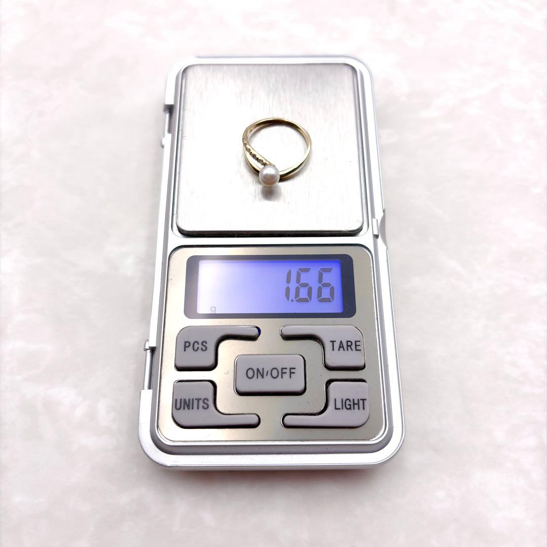未使用品　ジュエリーツツミ　K10 リング　イエローゴールド　パール　あこや