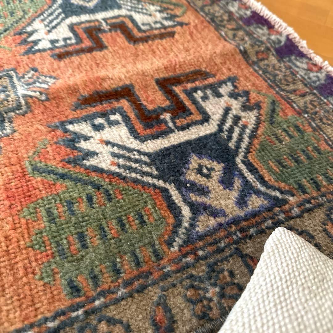 49.5×98 オレンジグラデーション　メダリオン　トルコヴィンテージラグ