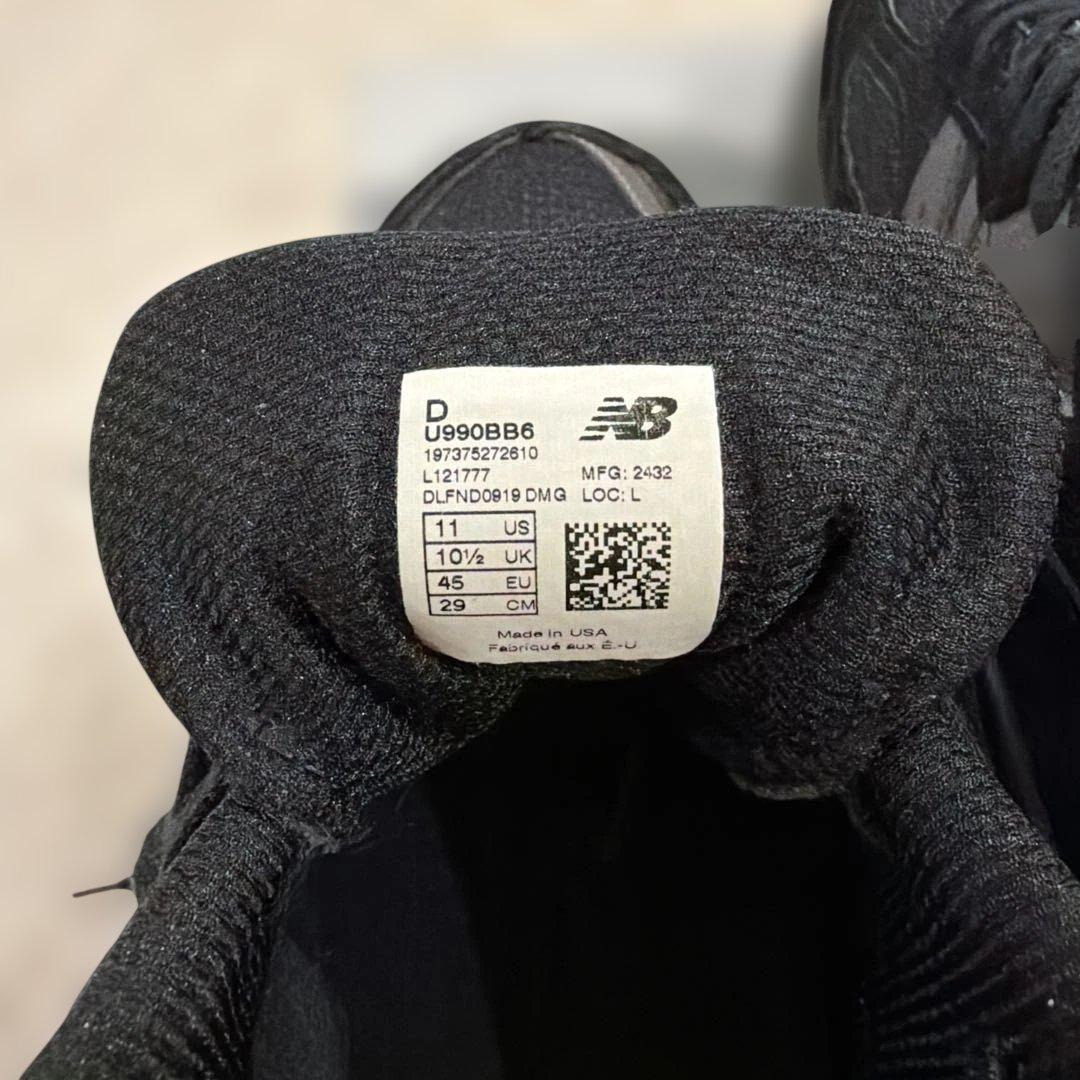 靴 New Balance 990V6 Triple Black 29cm