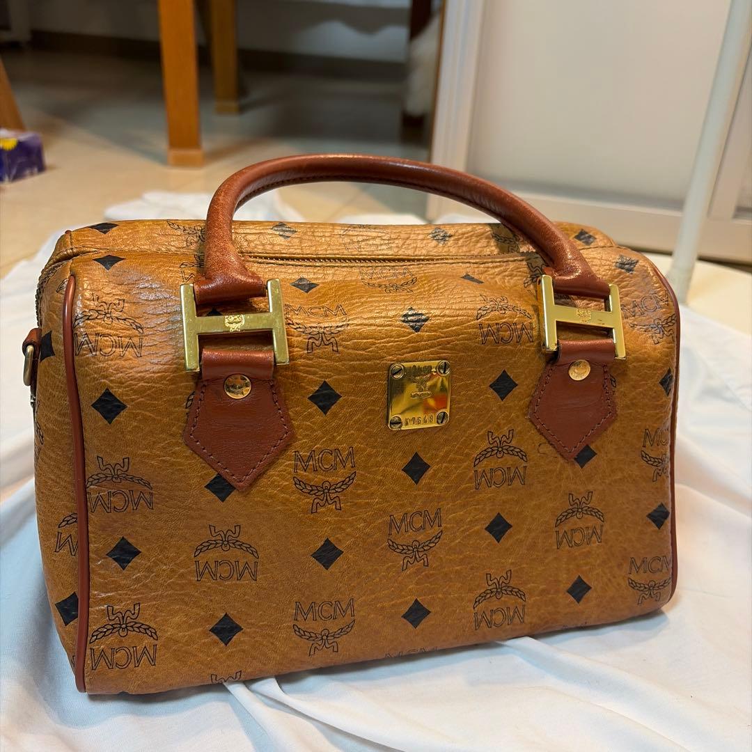 MCM ボストンバッグ ブラウンレザー 最安値！