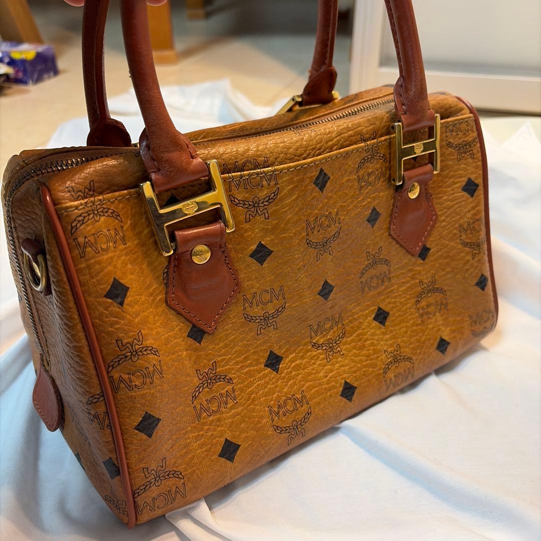 MCM ボストンバッグ ブラウンレザー 最安値！