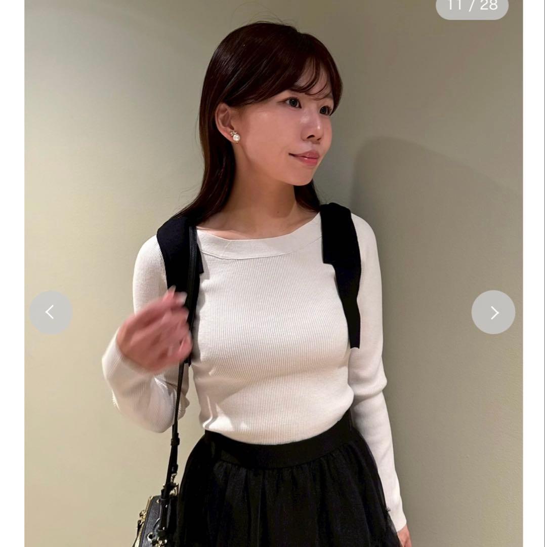 ショルダーリボンニットプルオーバー