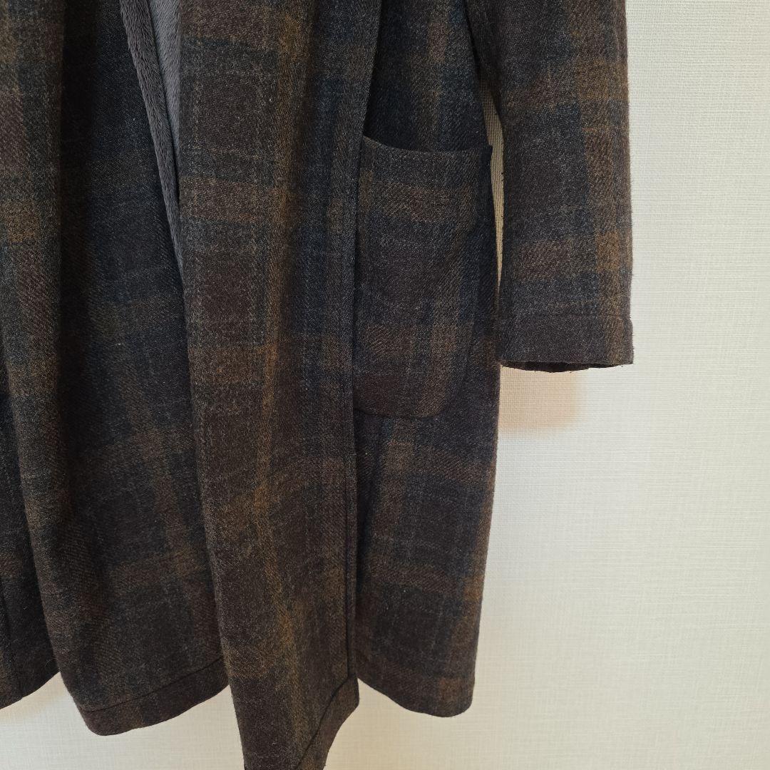 【美品】TROVE トローヴ ショールカラー ガウンコート ウール チェック2