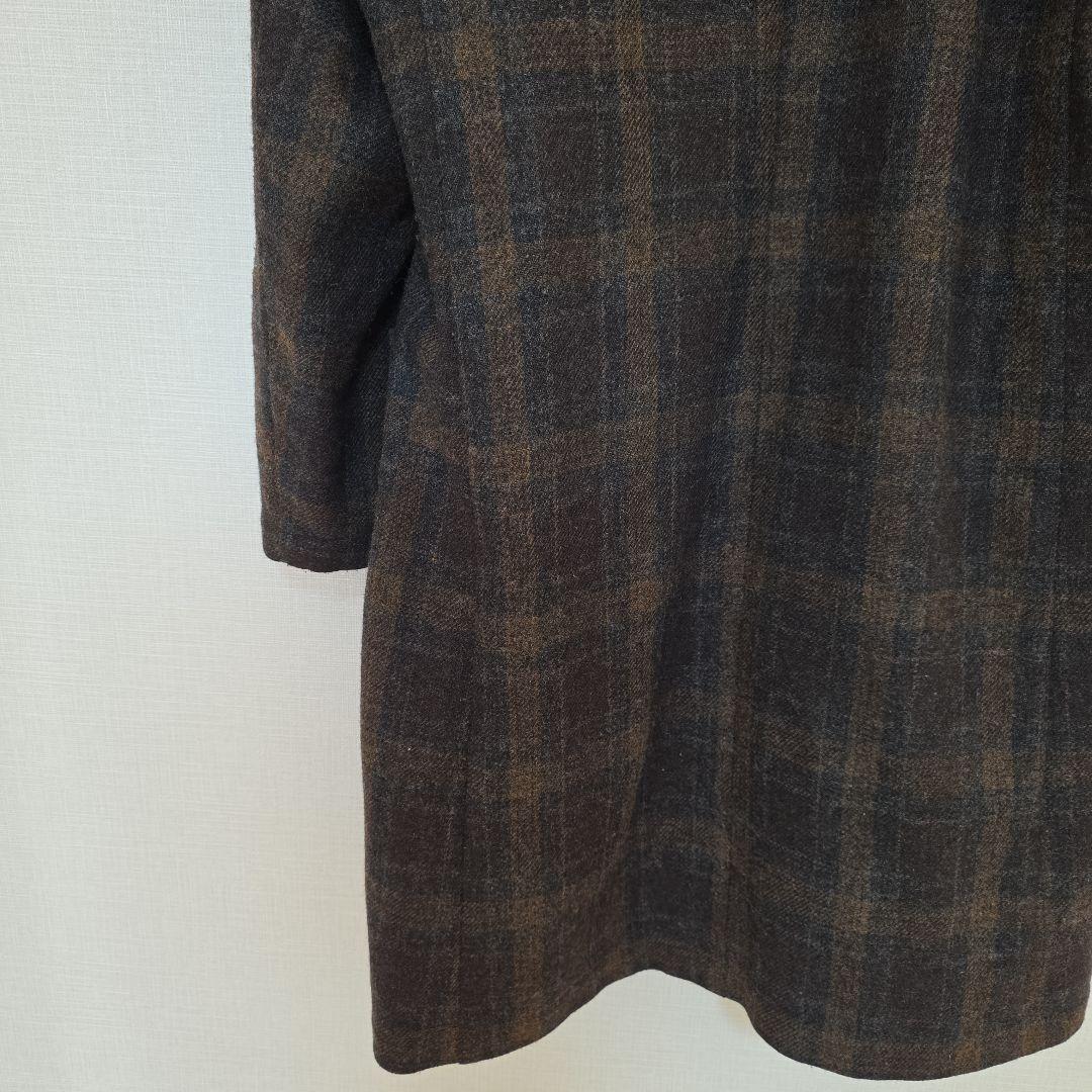 【美品】TROVE トローヴ ショールカラー ガウンコート ウール チェック2