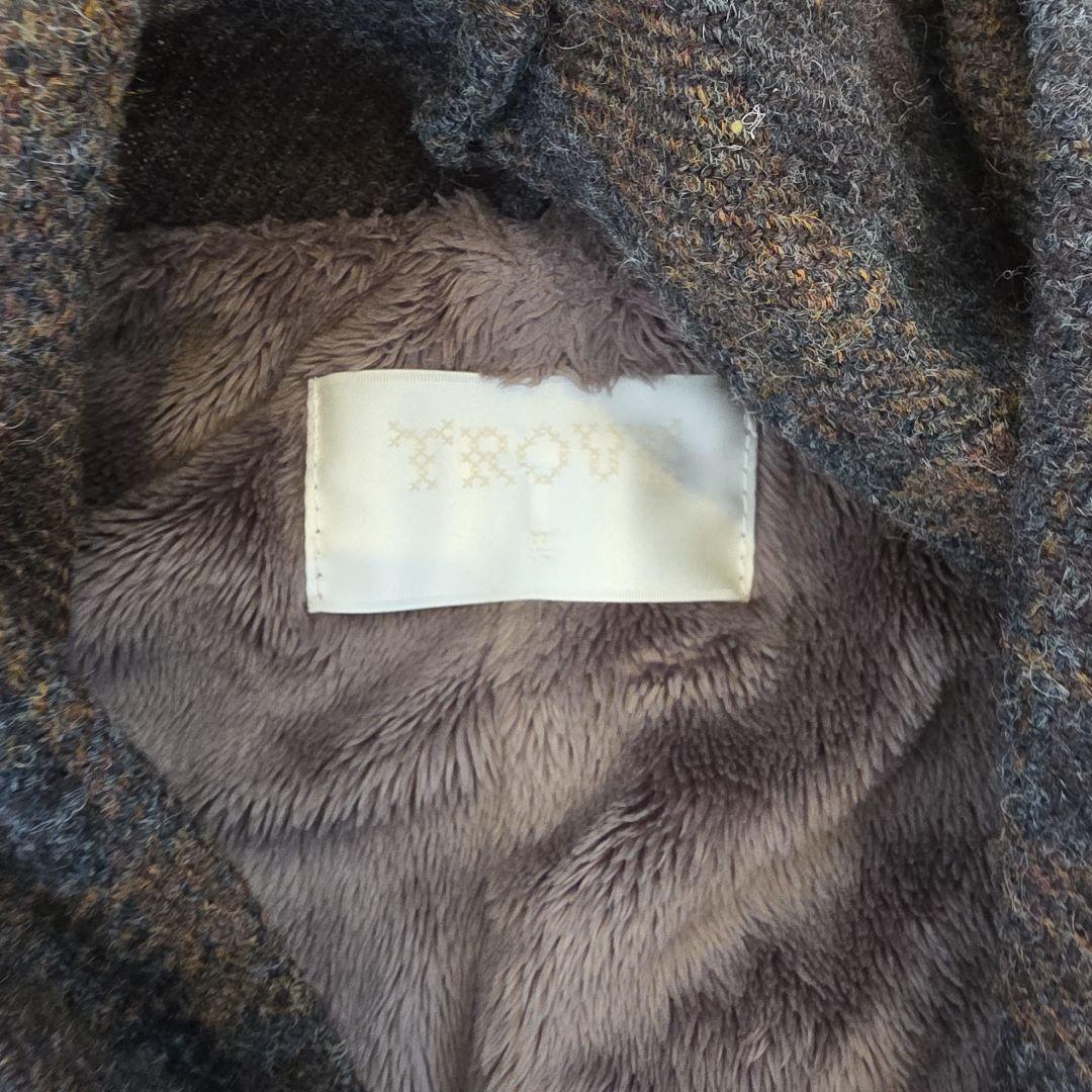 【美品】TROVE トローヴ ショールカラー ガウンコート ウール チェック2