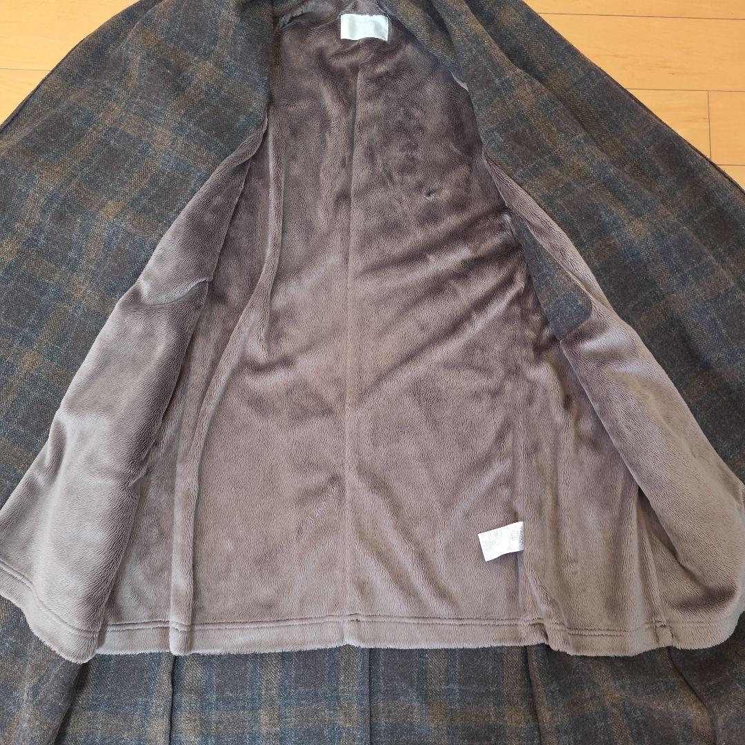 【美品】TROVE トローヴ ショールカラー ガウンコート ウール チェック2