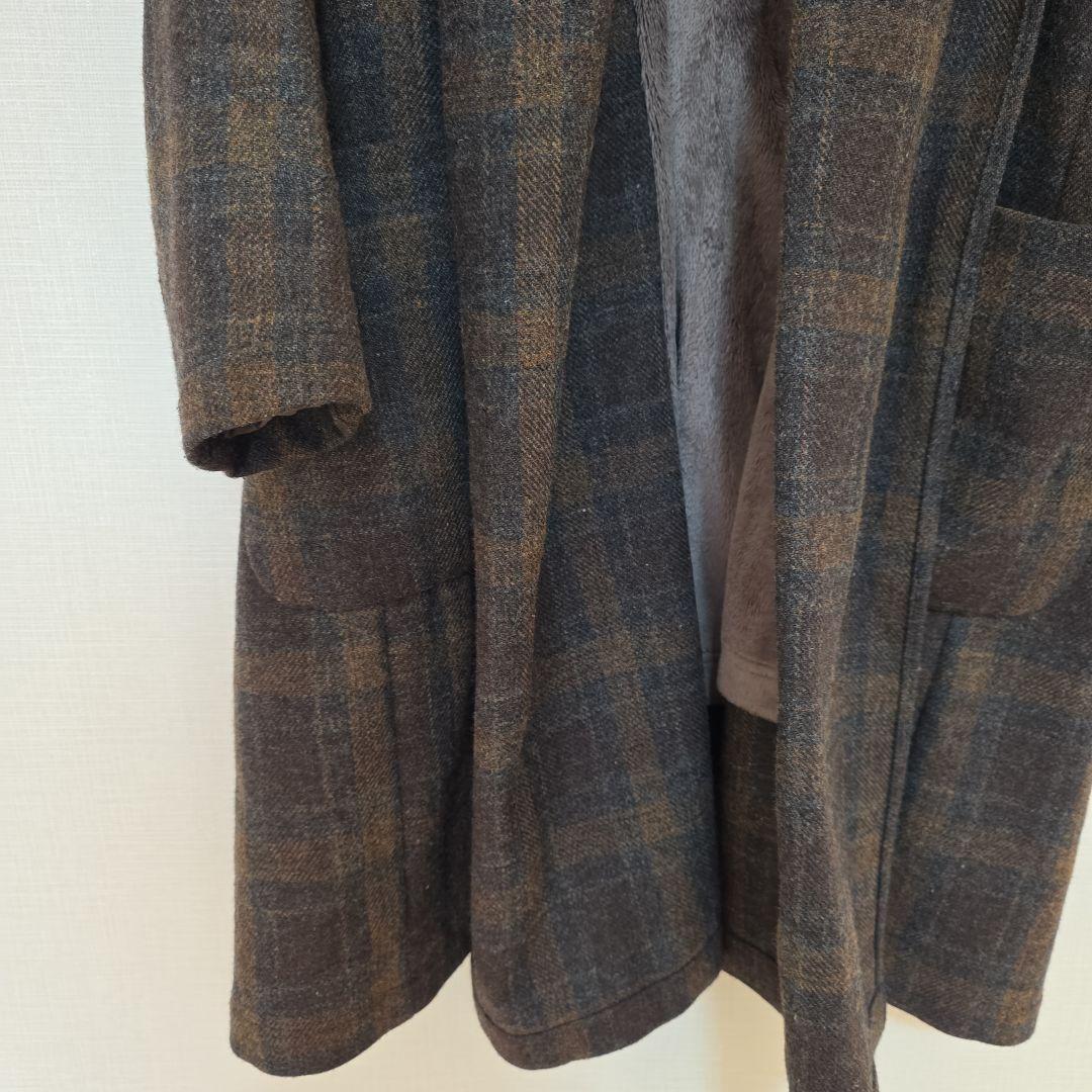 【美品】TROVE トローヴ ショールカラー ガウンコート ウール チェック2