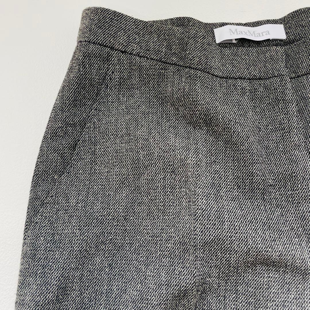 MARA MARA グレー ワイド パンツスーツ シルク混 ベルテット