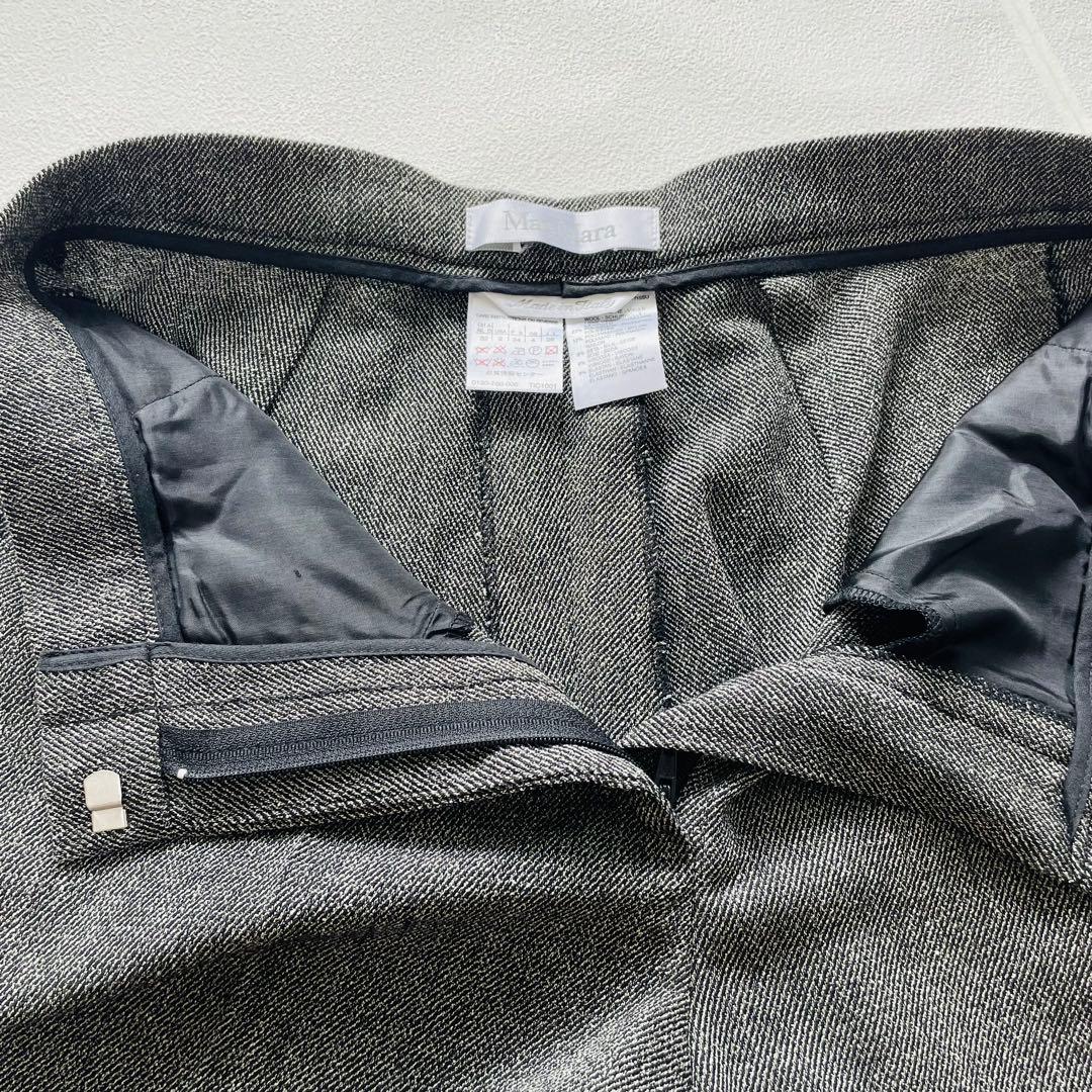 MARA MARA グレー ワイド パンツスーツ シルク混 ベルテット