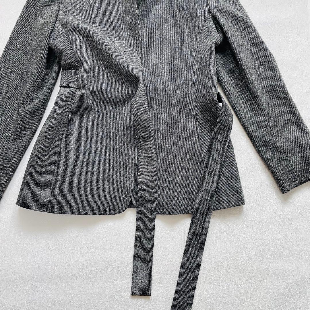 MARA MARA グレー ワイド パンツスーツ シルク混 ベルテット