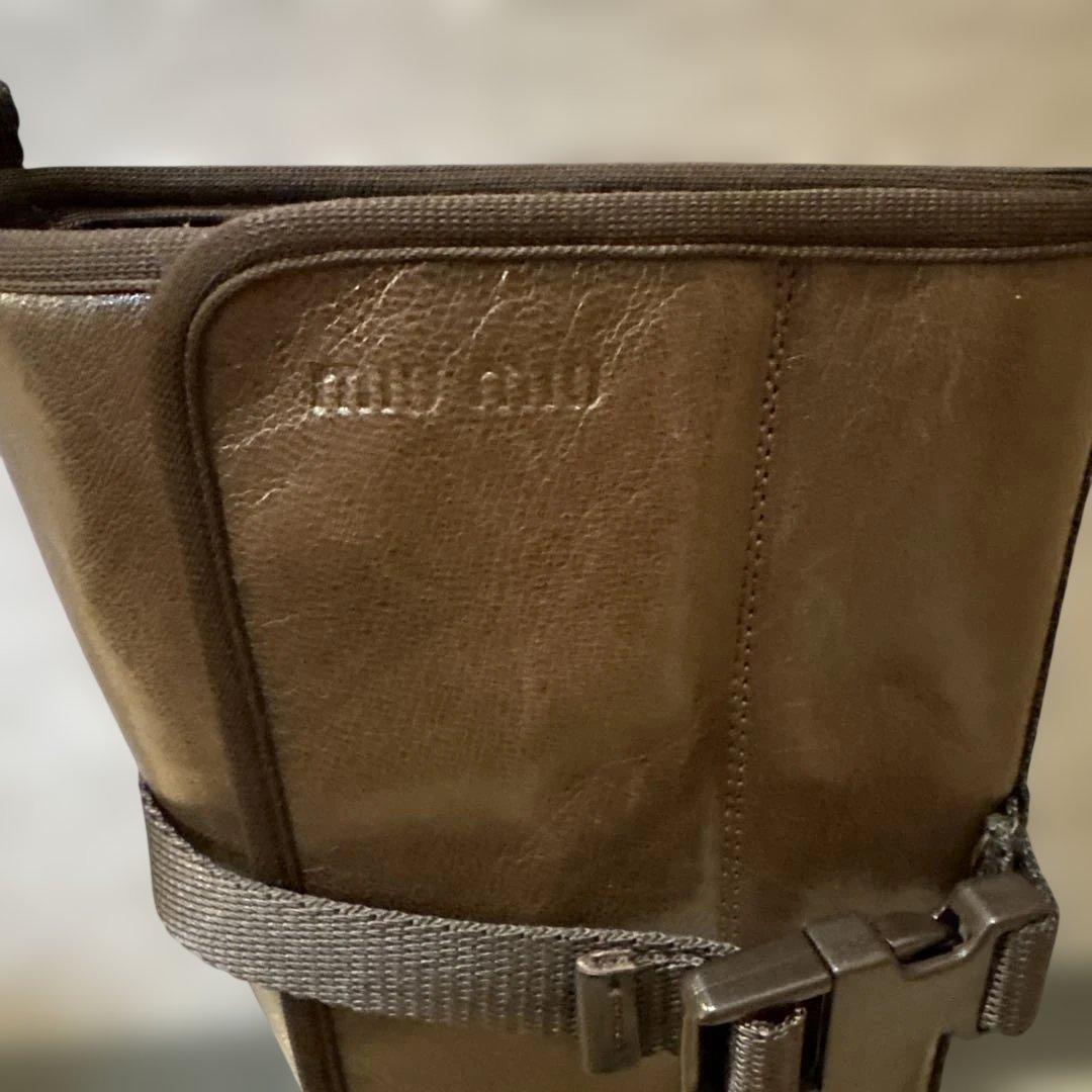 美品　miumiu ブラウンレザーブーツ ジッパー付き　36