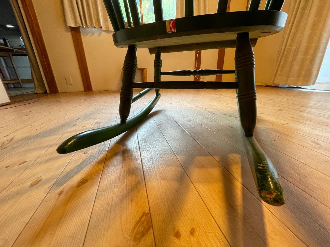 【値下げ中】飛騨産業 キツツキ 木製 ロッキングチェア ヴィンテージ 椅子 緑色