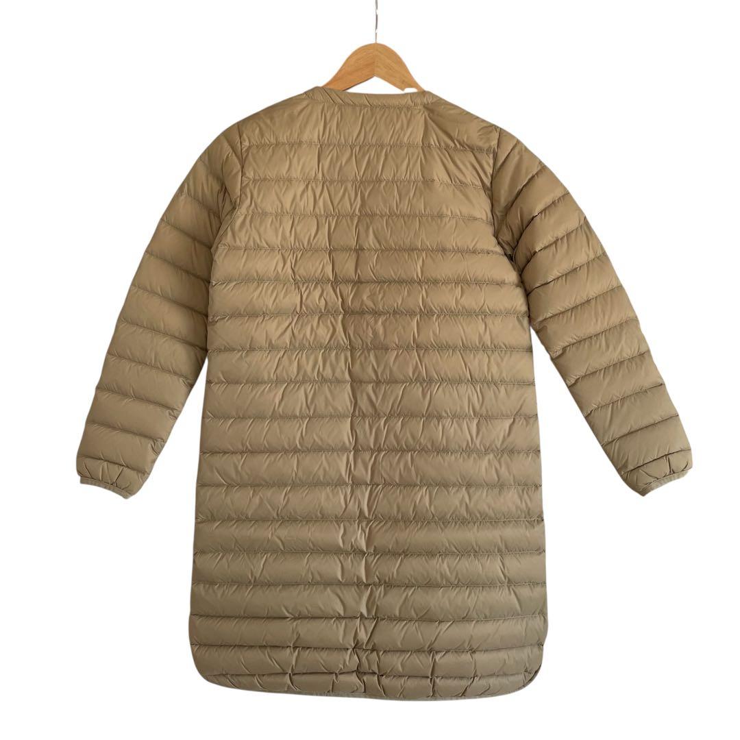 美品 ダントン ノーカラー インナー ダウン コート 34 ベージュ レディース