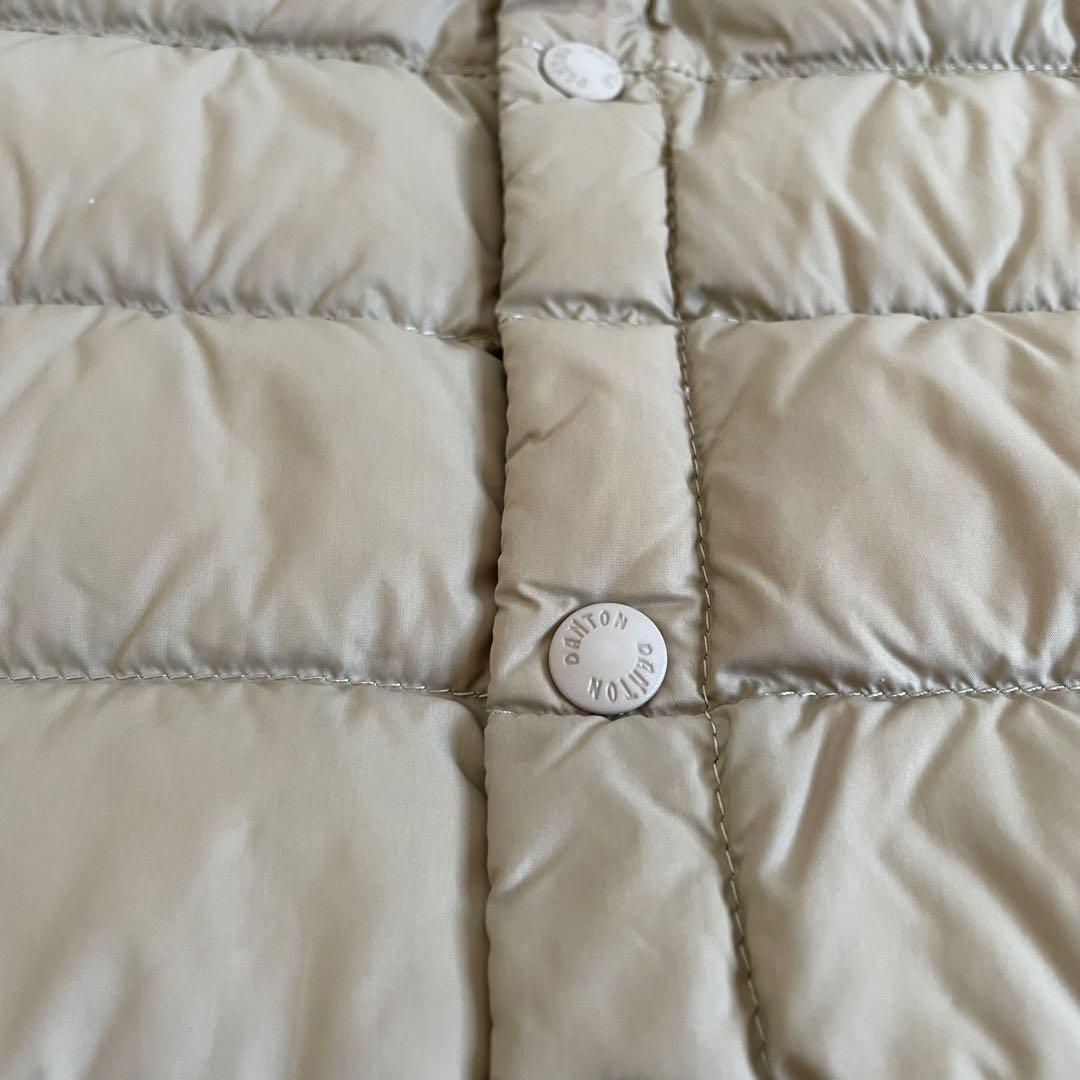 美品 ダントン ノーカラー インナー ダウン コート 34 ベージュ レディース