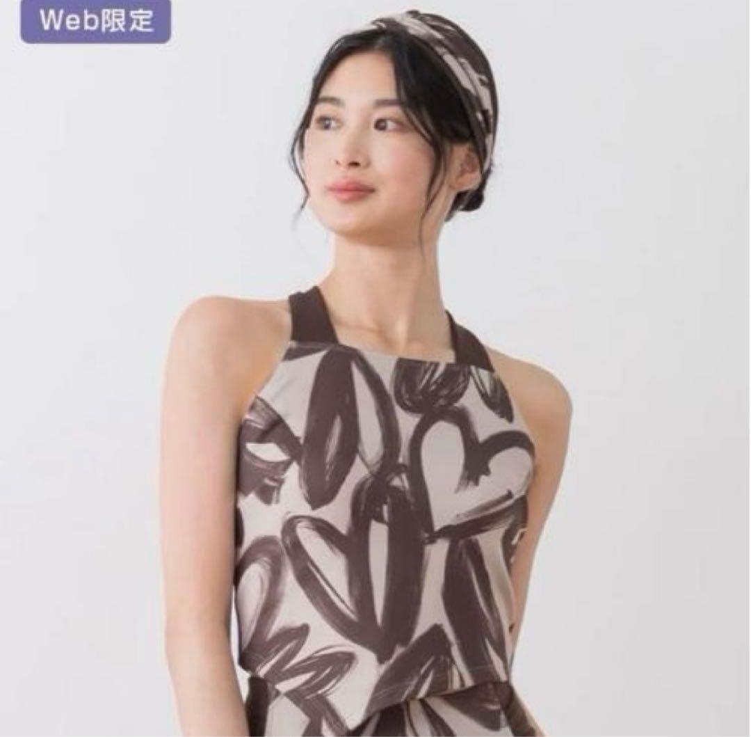 SUKALA ハートプリント ホルターネックブラトップ ベージュゴールド　S