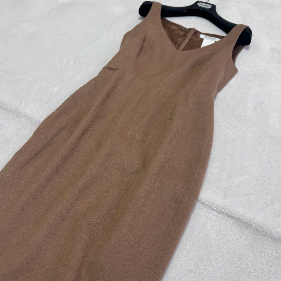 キャメル100%✨美品✨高級白タグ　マックスマーラ　裏地あり　キャメルワンピース