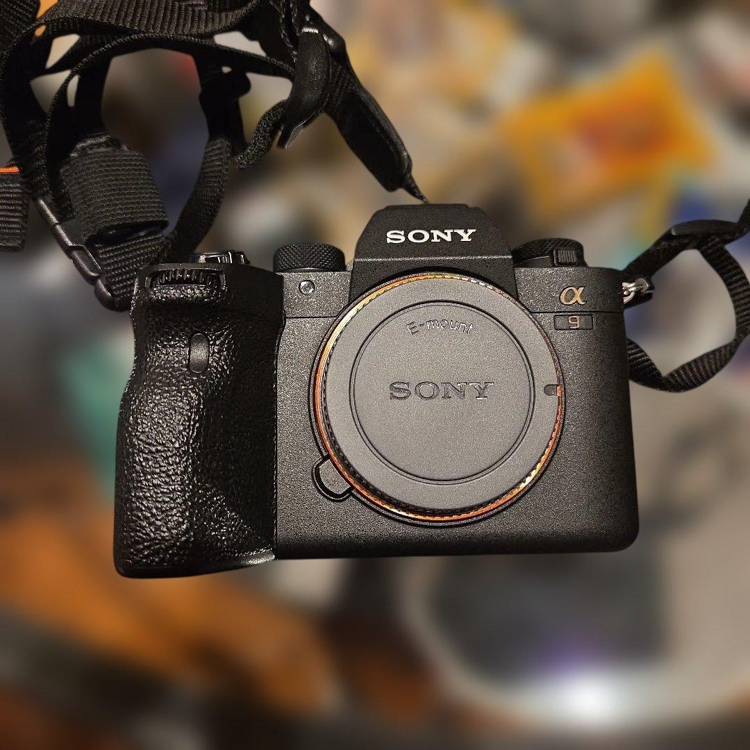 (良品) ILCE-9M2 α9Ⅱボディ 斜め掛けストラップ&カメラカバー付