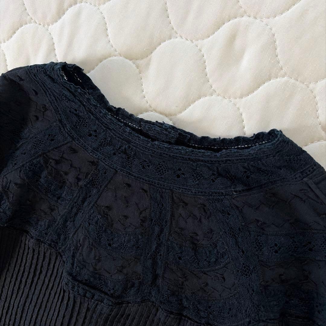 【24SS】BEARDSLEY リバーレースヨークブラウス　ブラック