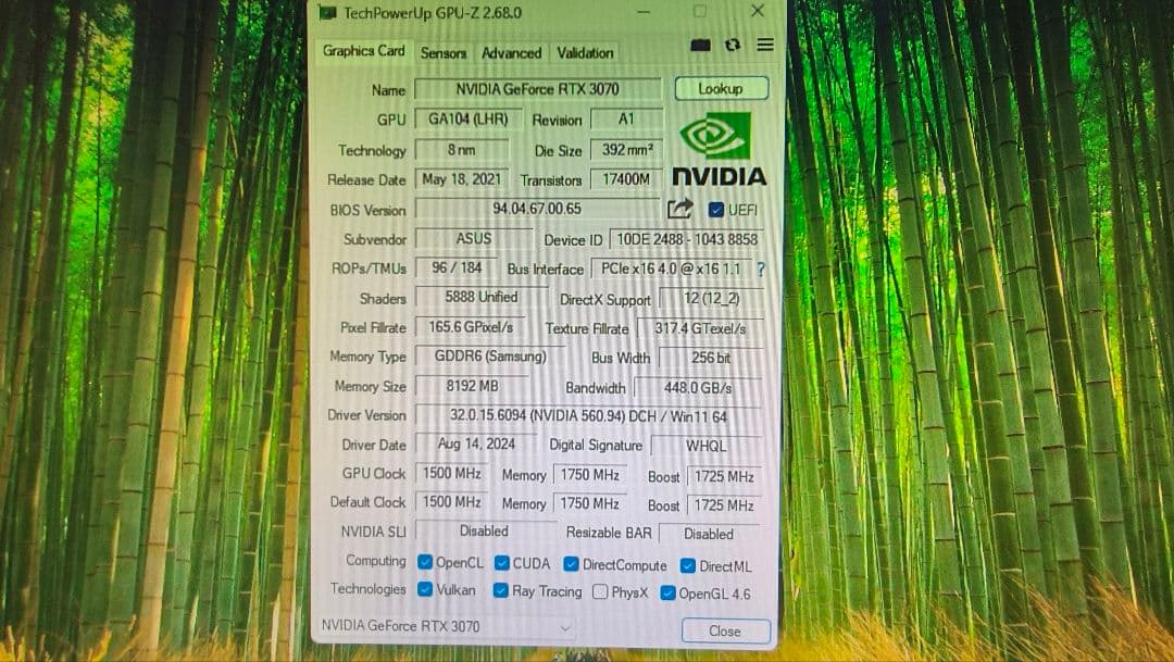 ASUS DUAL RTX 3070 8G 動作確認済み