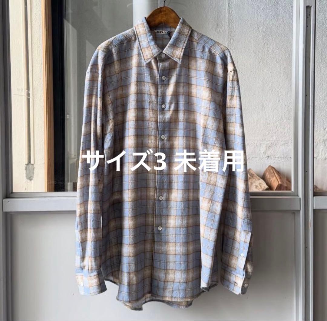 【サイズ3 未着用】 AURALEE AIRY WOOL CHECK SHIRT