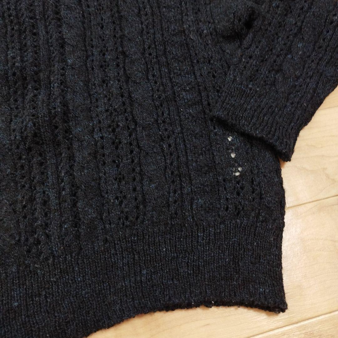 【121】45R シェットランドケーブル　鍵編み　セーター