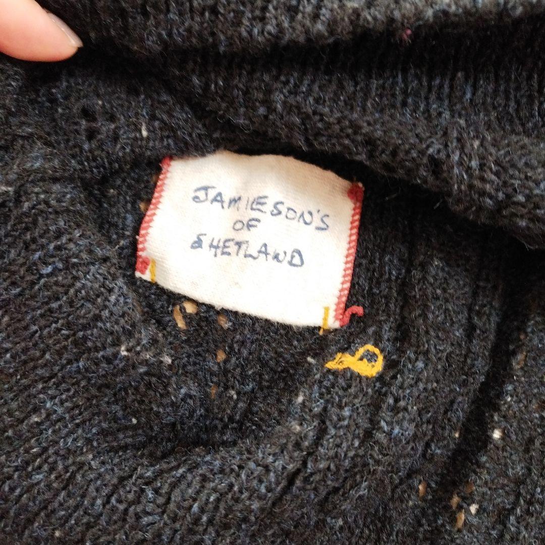 【121】45R シェットランドケーブル　鍵編み　セーター