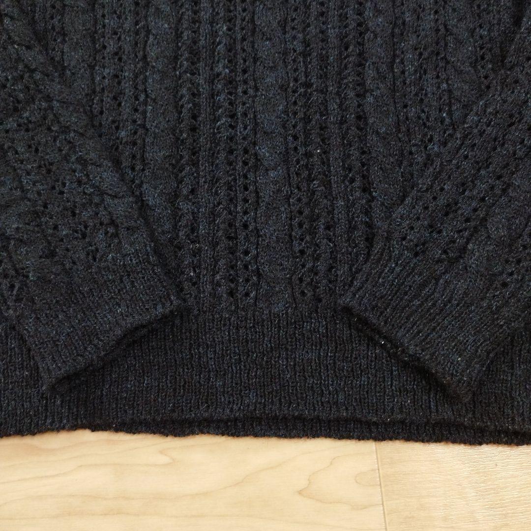 【121】45R シェットランドケーブル　鍵編み　セーター