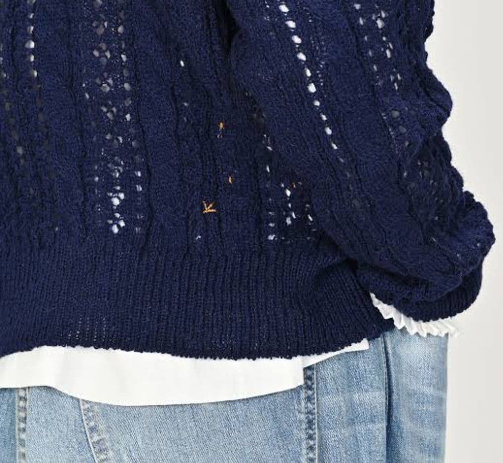 【121】45R シェットランドケーブル　鍵編み　セーター