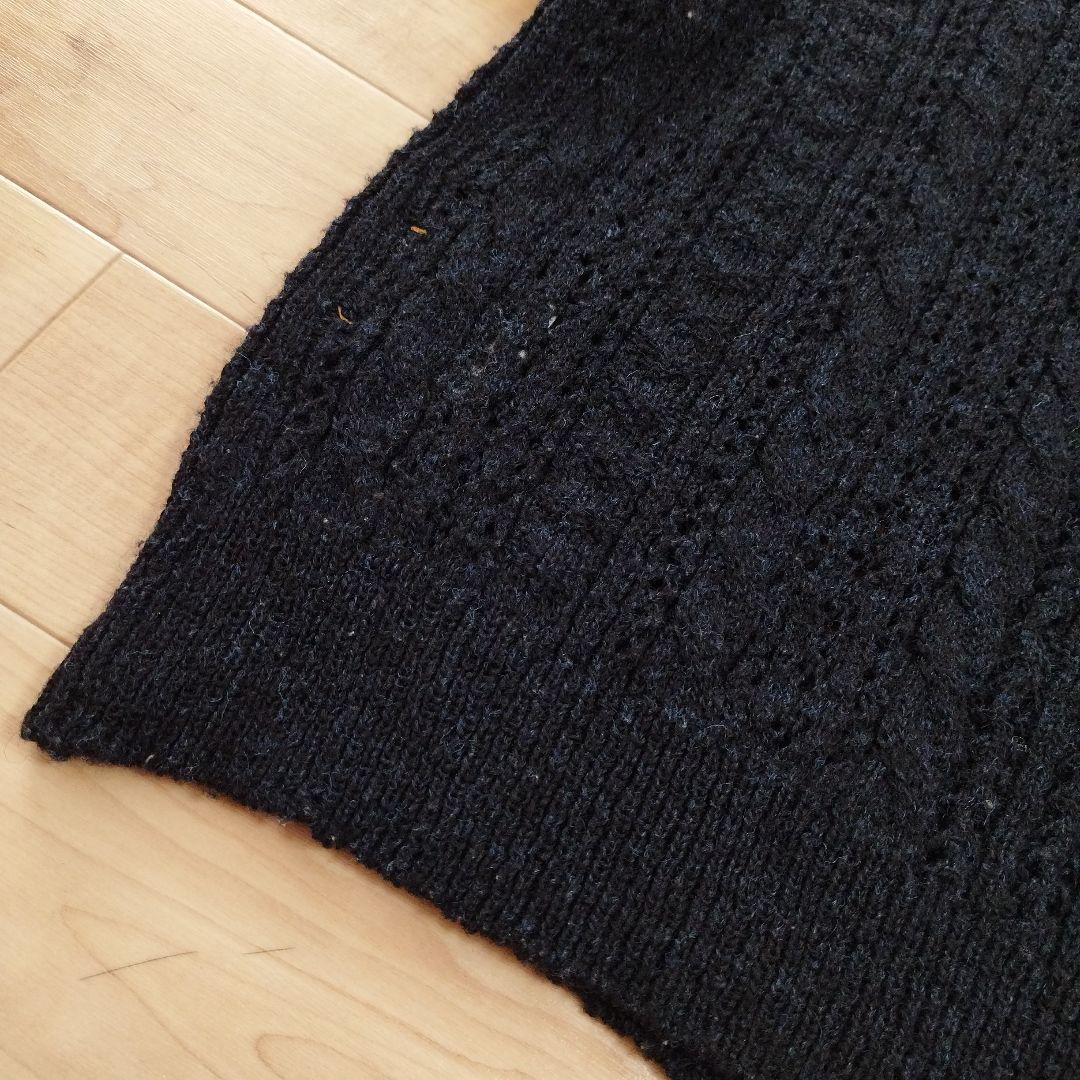 【121】45R シェットランドケーブル　鍵編み　セーター