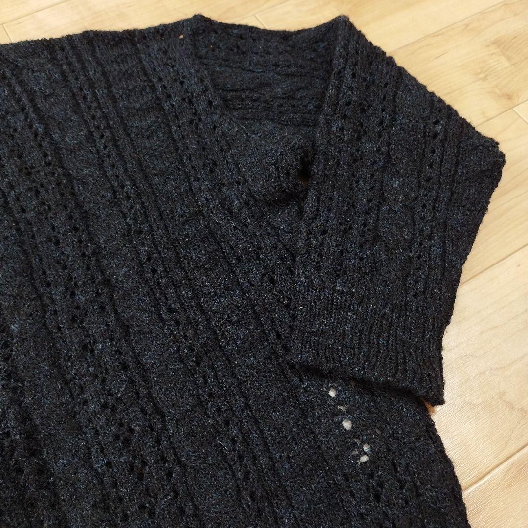 【121】45R シェットランドケーブル　鍵編み　セーター