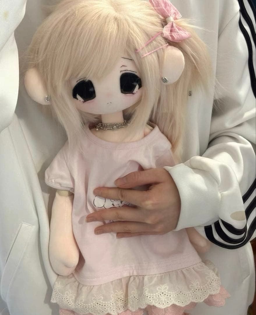 可愛いピンクのフリル付き人形　ハンドメイド　ドール　60cm ぬいぐるみ