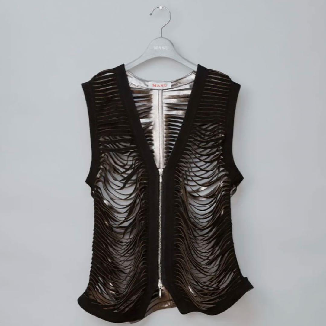 トップス MASU SHREDDER LEATHER VEST(BLACK) 48