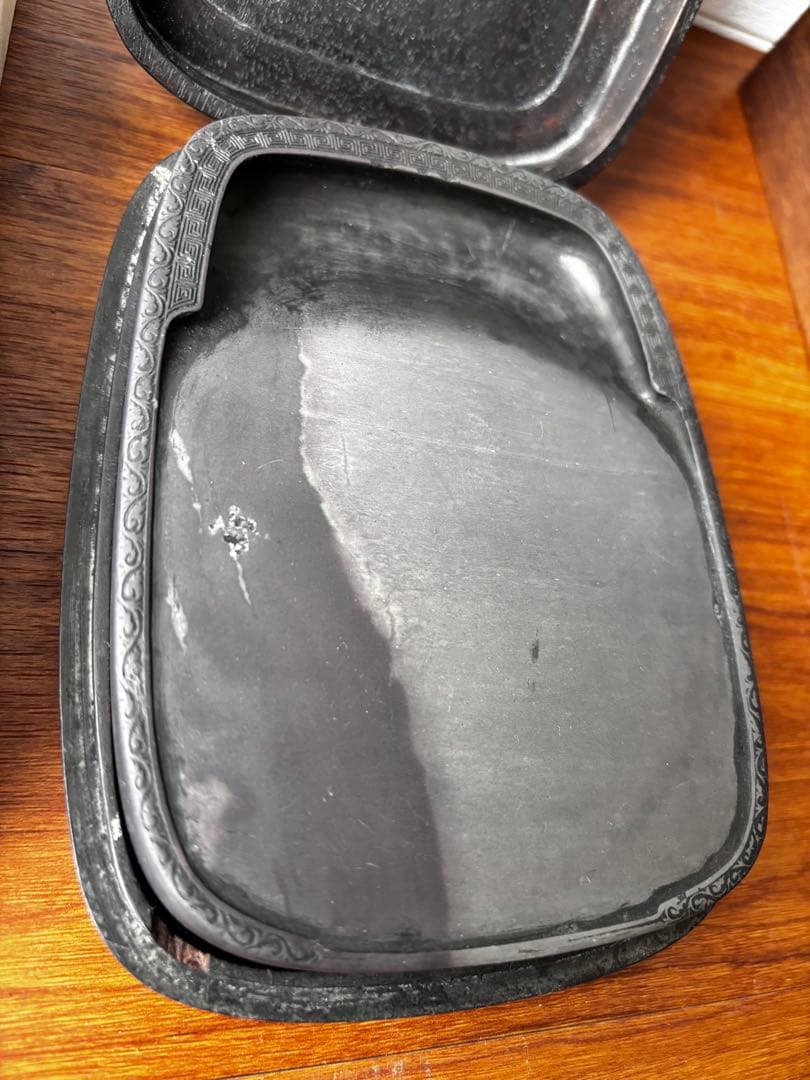 書道具　文房具　雲仙清賞　瑞浪蕉菜白硯