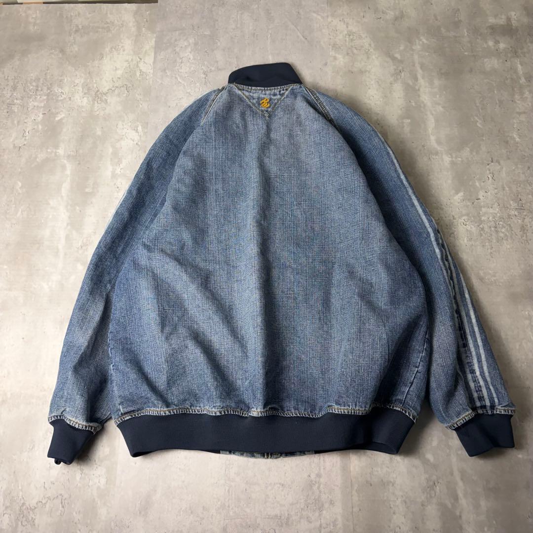 ROCA WEAR 刺繍ロゴ デニム トラックジャケット ブルゾン L ブルー