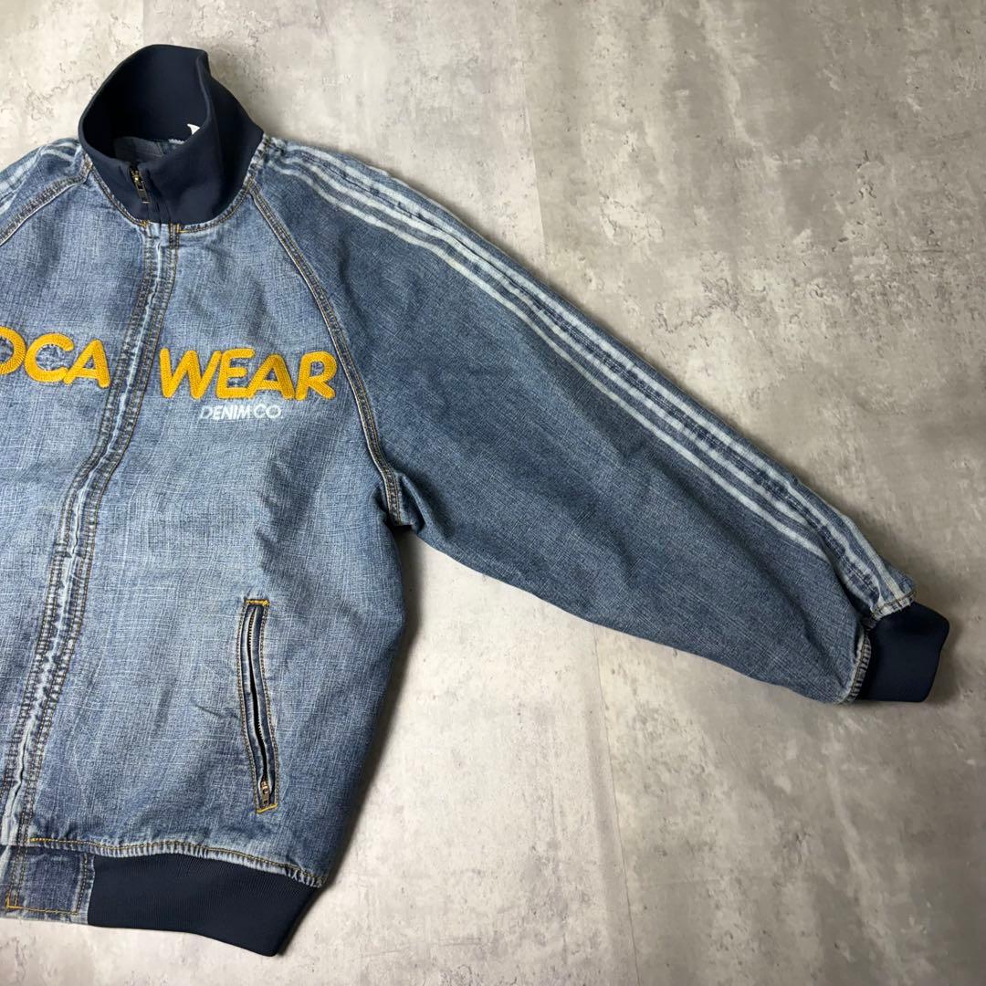 ROCA WEAR 刺繍ロゴ デニム トラックジャケット ブルゾン L ブルー
