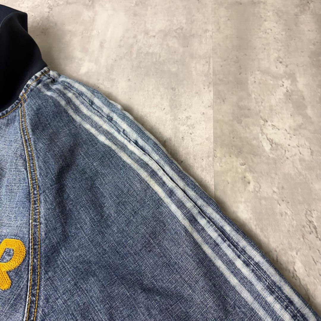 ROCA WEAR 刺繍ロゴ デニム トラックジャケット ブルゾン L ブルー